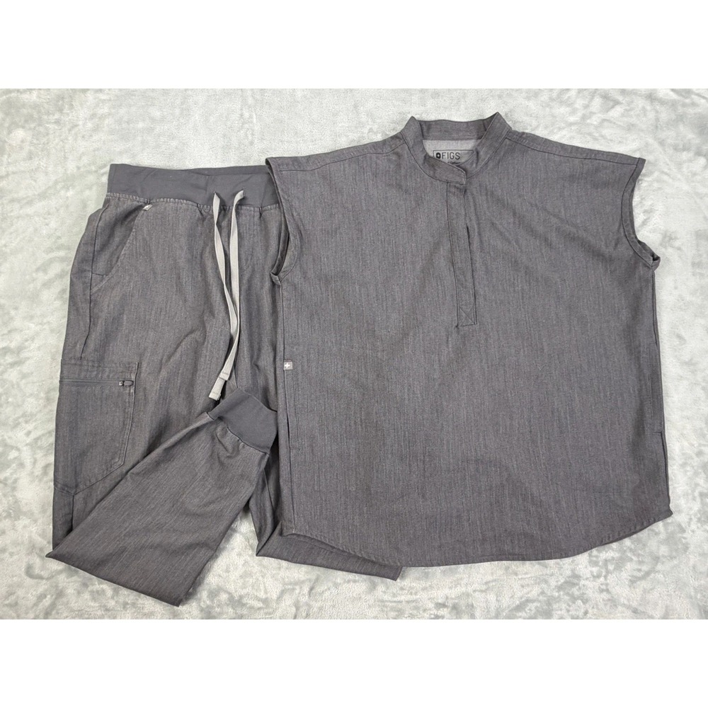 Figs Scrub Set Women's Small Gray Rafaela Top, Zamora Joggers Scrubs - Picture 1 of 7